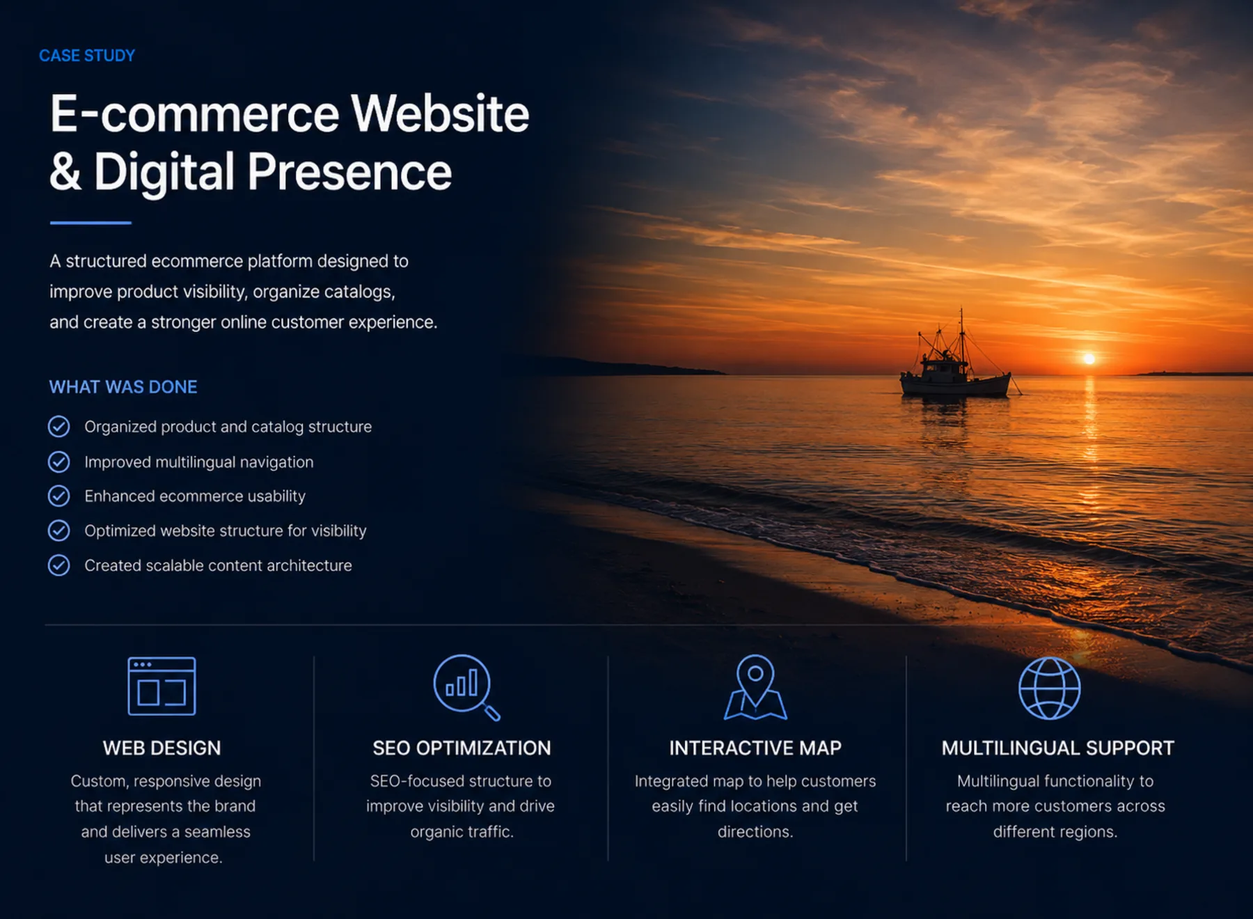 Cod Life Cape Cod lifestyle merchandise e-commerce case study by Reflectico, featuring brand identity, web design, SEO optimization, interactive map, and multilingual support for a coastal lifestyle online shopping experience